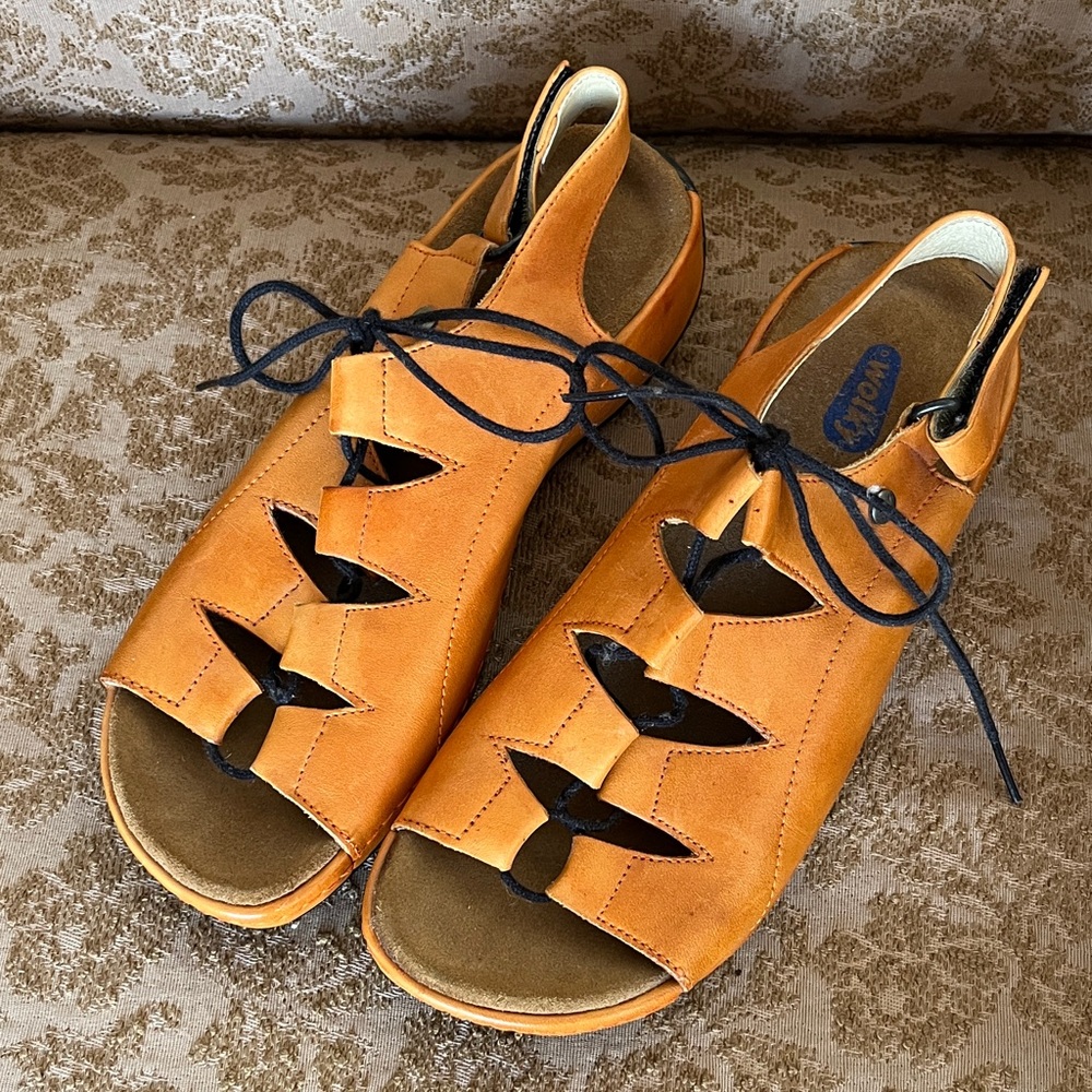 Wolky tan leather sandals made in Mexico